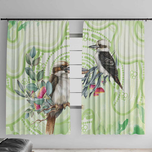 Australia Gumtree And Kookaburra Window Curtain Aboriginal Art - Watercolor Style