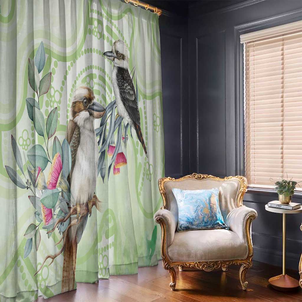 Australia Gumtree And Kookaburra Window Curtain Aboriginal Art - Watercolor Style
