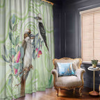 Australia Gumtree And Kookaburra Window Curtain Aboriginal Art - Watercolor Style