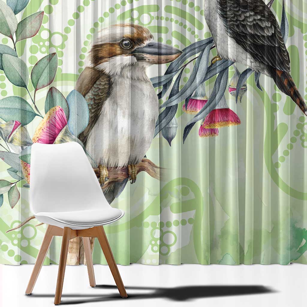 Australia Gumtree And Kookaburra Window Curtain Aboriginal Art - Watercolor Style