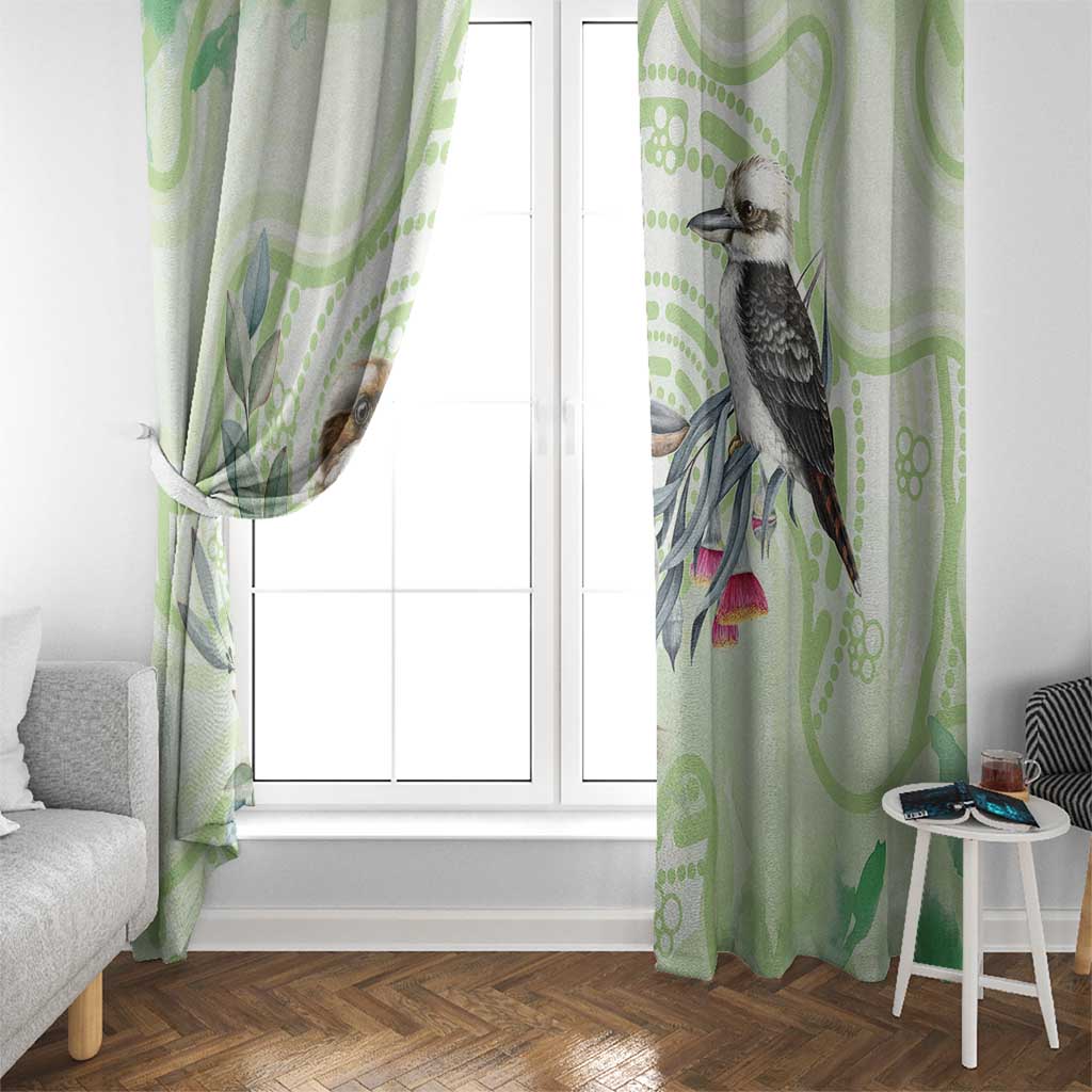 Australia Gumtree And Kookaburra Window Curtain Aboriginal Art - Watercolor Style