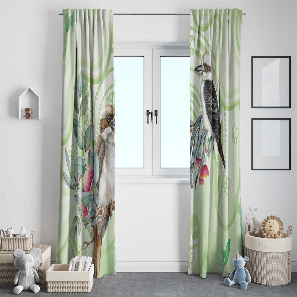 Australia Gumtree And Kookaburra Window Curtain Aboriginal Art - Watercolor Style