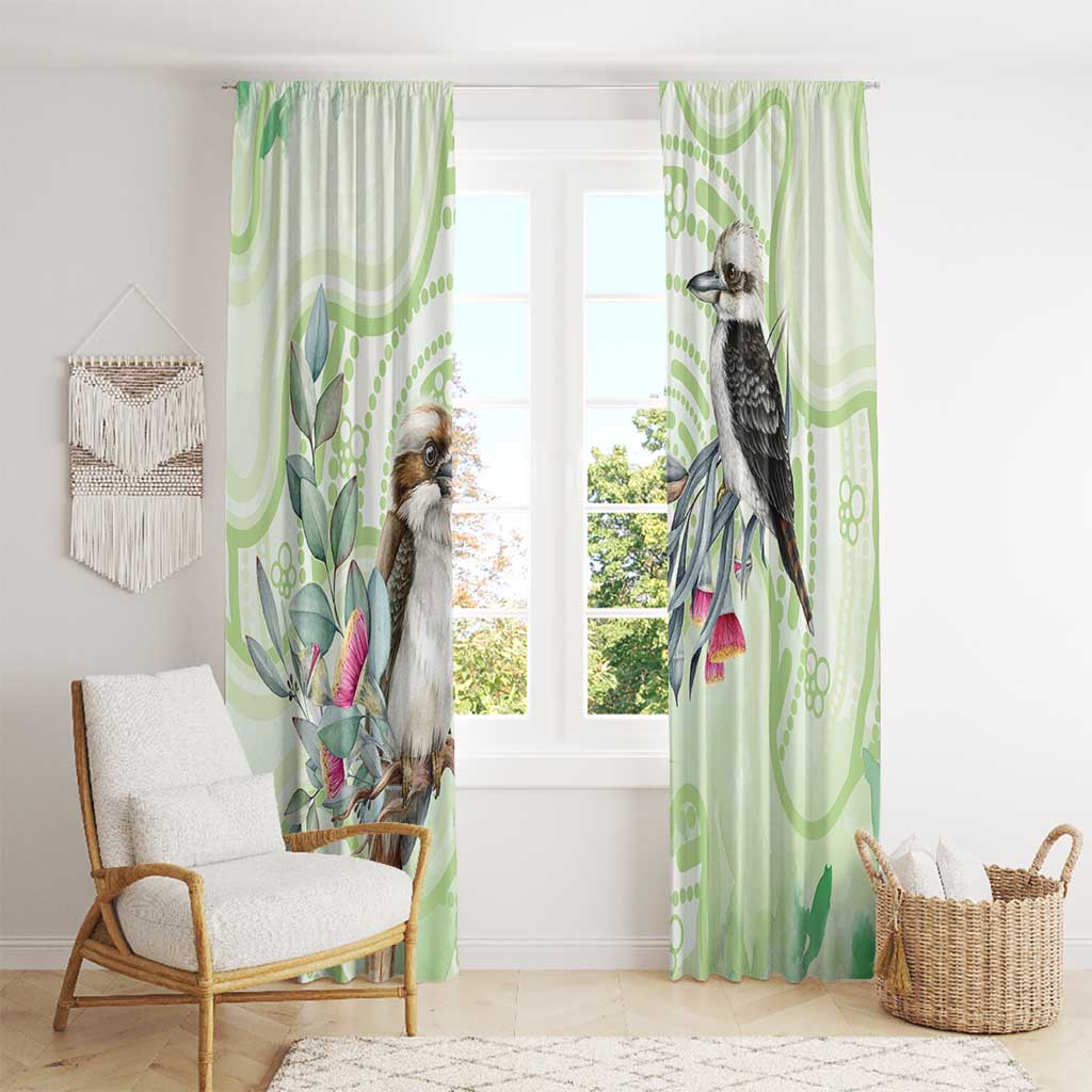 Australia Gumtree And Kookaburra Window Curtain Aboriginal Art - Watercolor Style