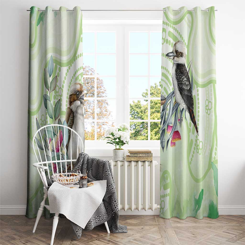 Australia Gumtree And Kookaburra Window Curtain Aboriginal Art - Watercolor Style
