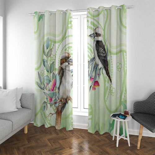 Australia Gumtree And Kookaburra Window Curtain Aboriginal Art - Watercolor Style