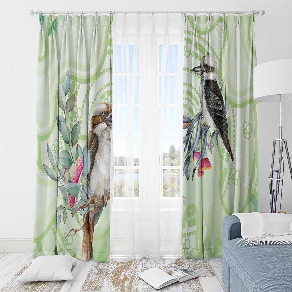 Australia Gumtree And Kookaburra Window Curtain Aboriginal Art - Watercolor Style