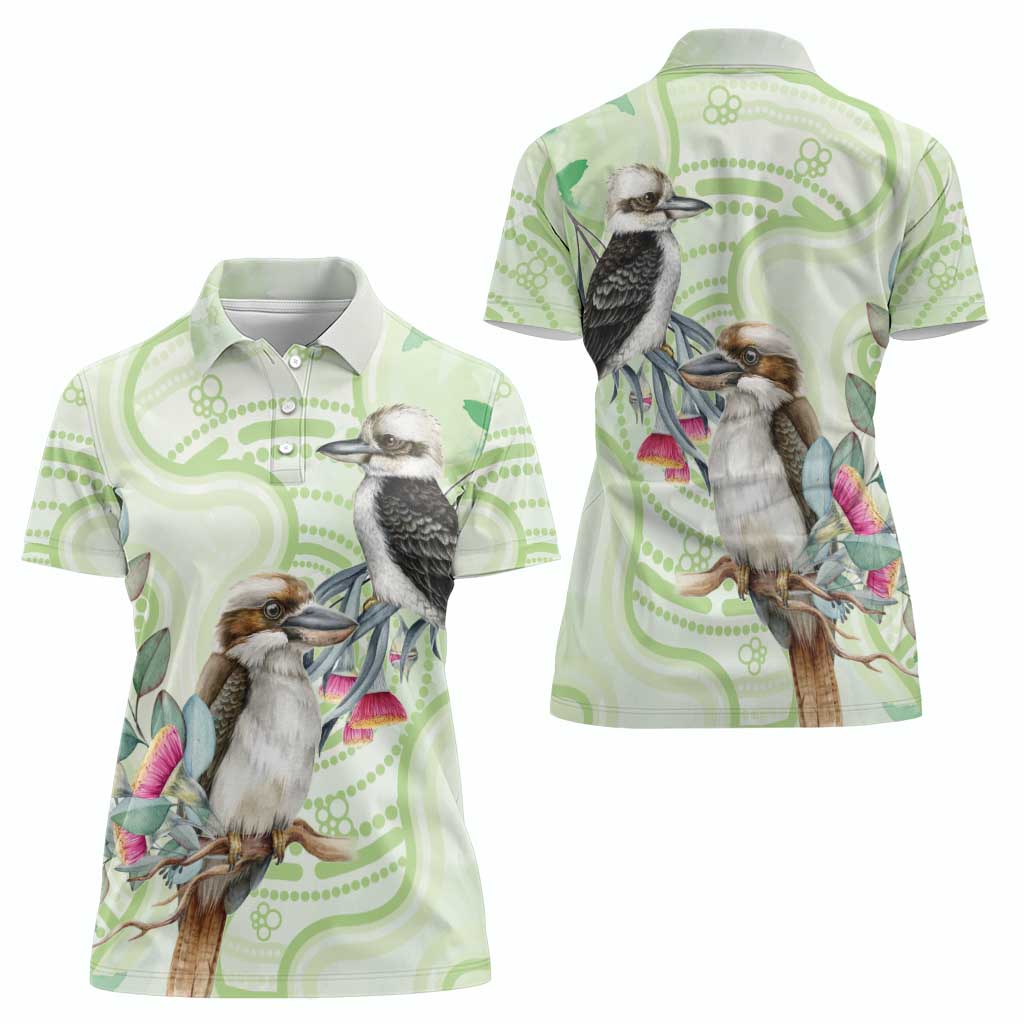Australia Gumtree And Kookaburra Women Polo Shirt Aboriginal Art - Watercolor Style