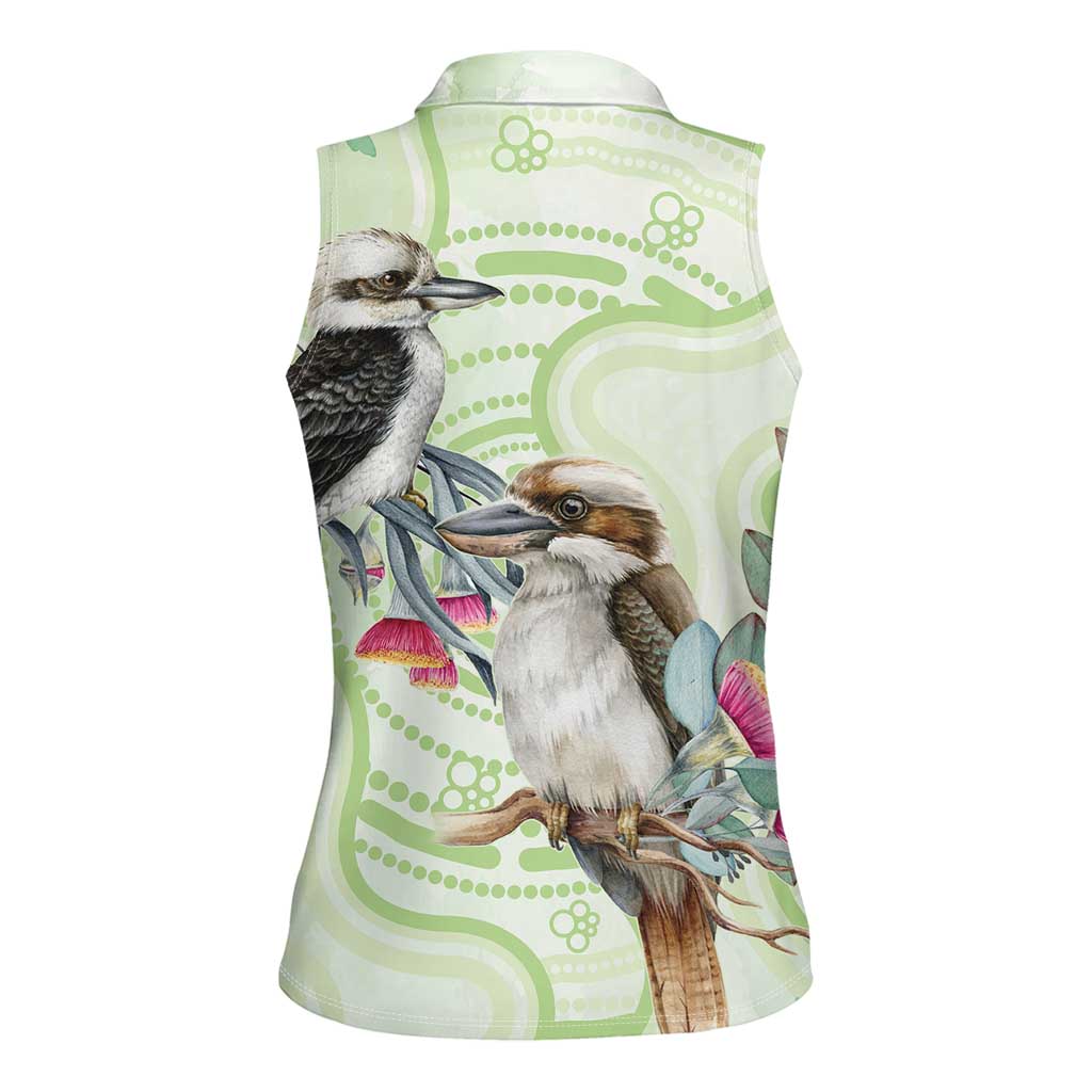 Australia Gumtree And Kookaburra Women Sleeveless Polo Shirt Aboriginal Art - Watercolor Style