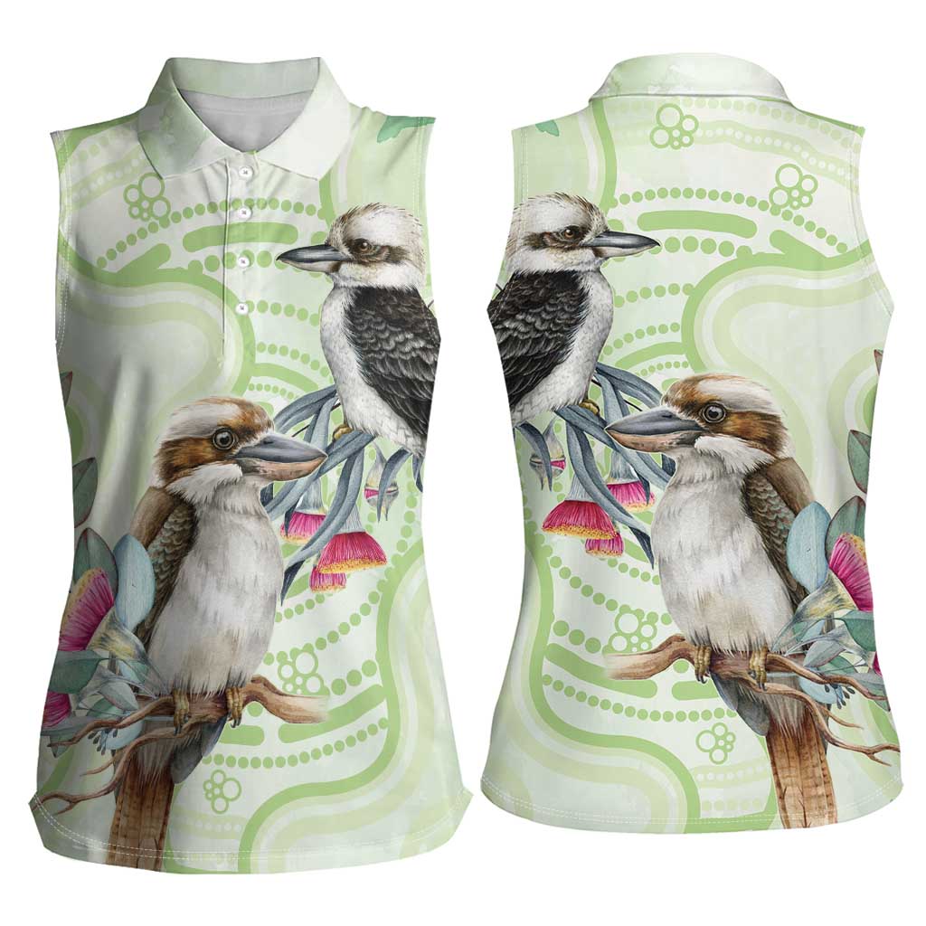 Australia Gumtree And Kookaburra Women Sleeveless Polo Shirt Aboriginal Art - Watercolor Style