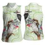Australia Gumtree And Kookaburra Women Sleeveless Polo Shirt Aboriginal Art - Watercolor Style
