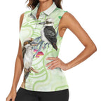 Australia Gumtree And Kookaburra Women Sleeveless Polo Shirt Aboriginal Art - Watercolor Style