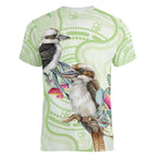 Australia Gumtree And Kookaburra Women V-Neck T-Shirt Aboriginal Art - Watercolor Style