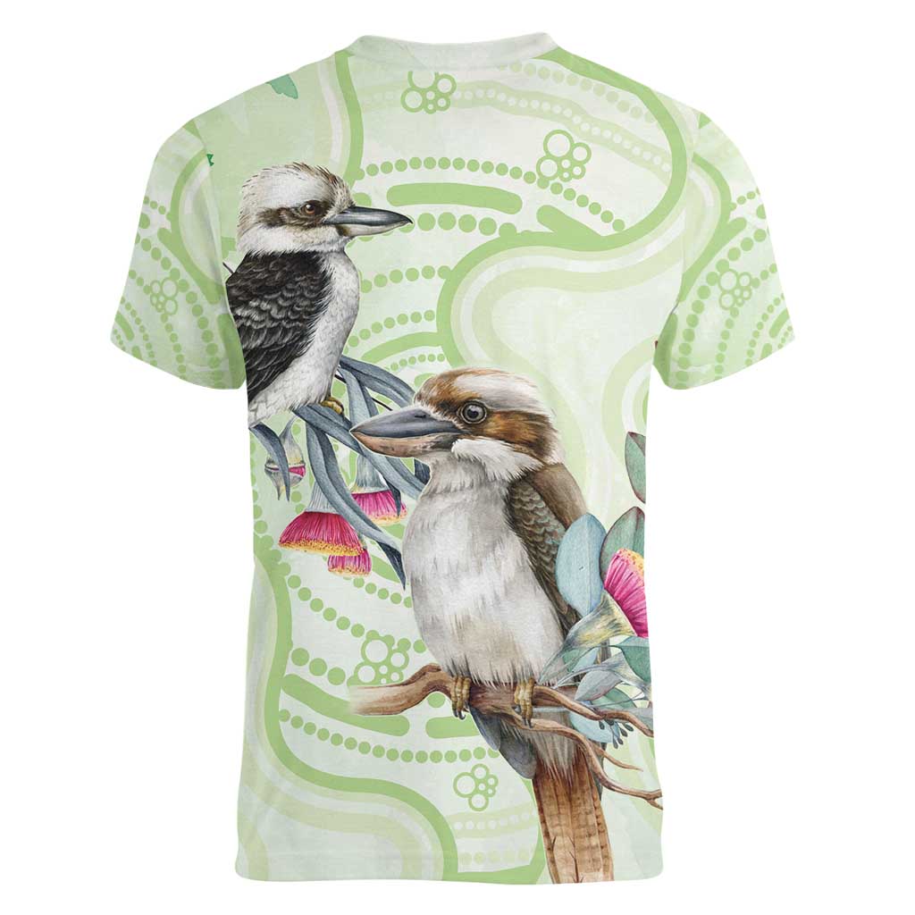 Australia Gumtree And Kookaburra Women V-Neck T-Shirt Aboriginal Art - Watercolor Style