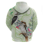 Australia Gumtree And Kookaburra Zip Hoodie Aboriginal Art - Watercolor Style