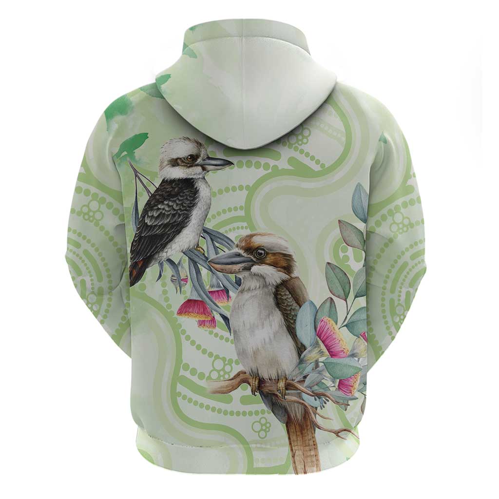 Australia Gumtree And Kookaburra Zip Hoodie Aboriginal Art - Watercolor Style