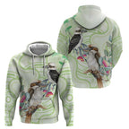 Australia Gumtree And Kookaburra Zip Hoodie Aboriginal Art - Watercolor Style