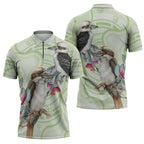 Australia Gumtree And Kookaburra Zipper Polo Shirt Aboriginal Art - Watercolor Style - Aussie Hoodie