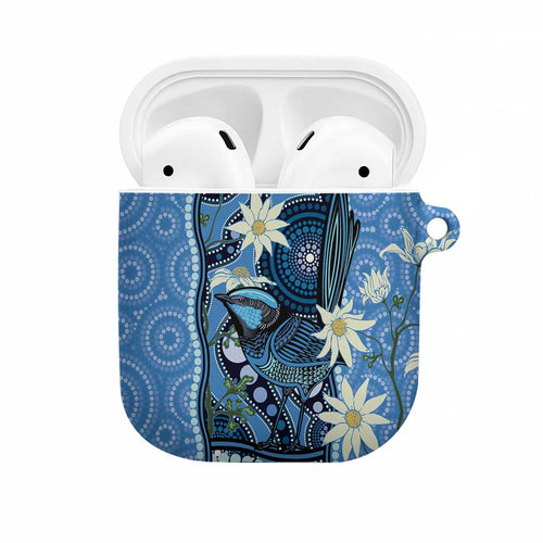Australia Flannel Flower With Superb Fairy-wren AirPods Case Aboriginal Art - Aussie Hoodie
