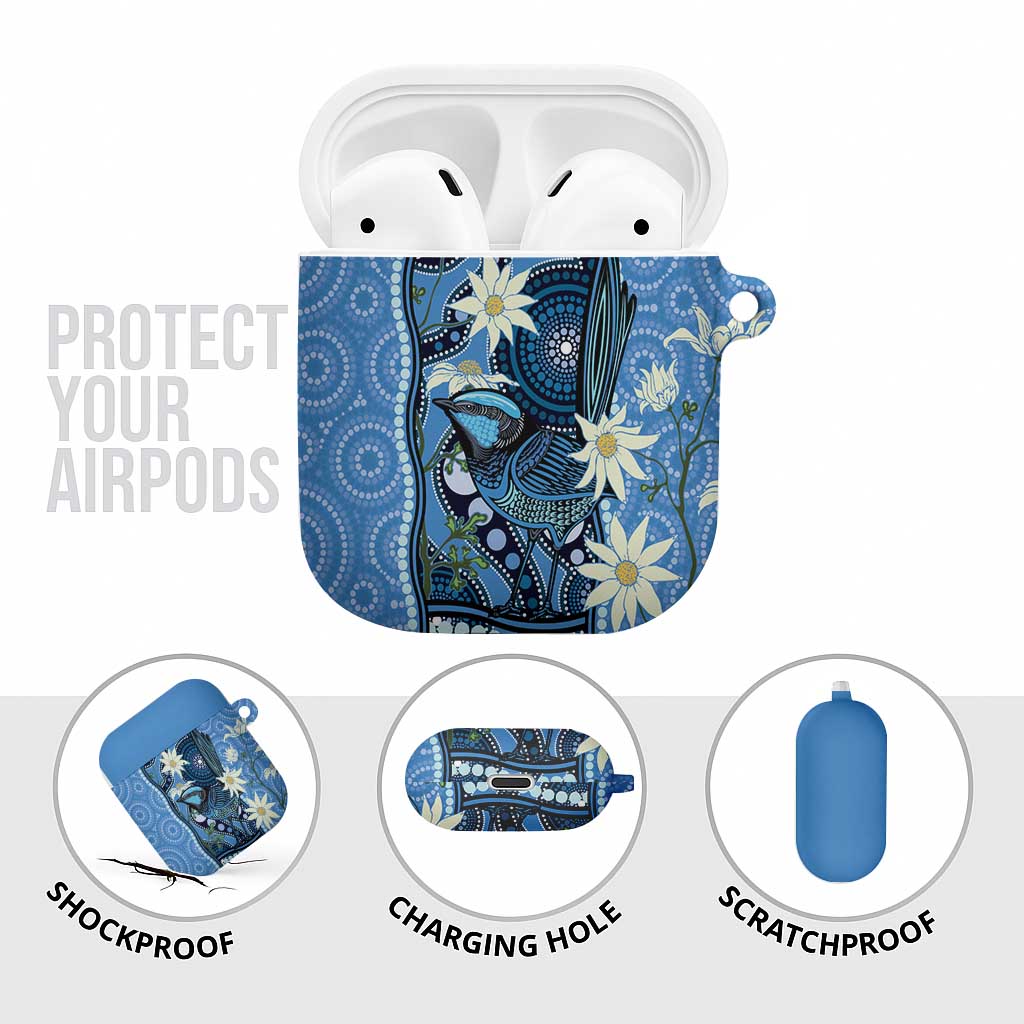 Australia Flannel Flower With Superb Fairy-wren AirPods Case Aboriginal Art - Aussie Hoodie