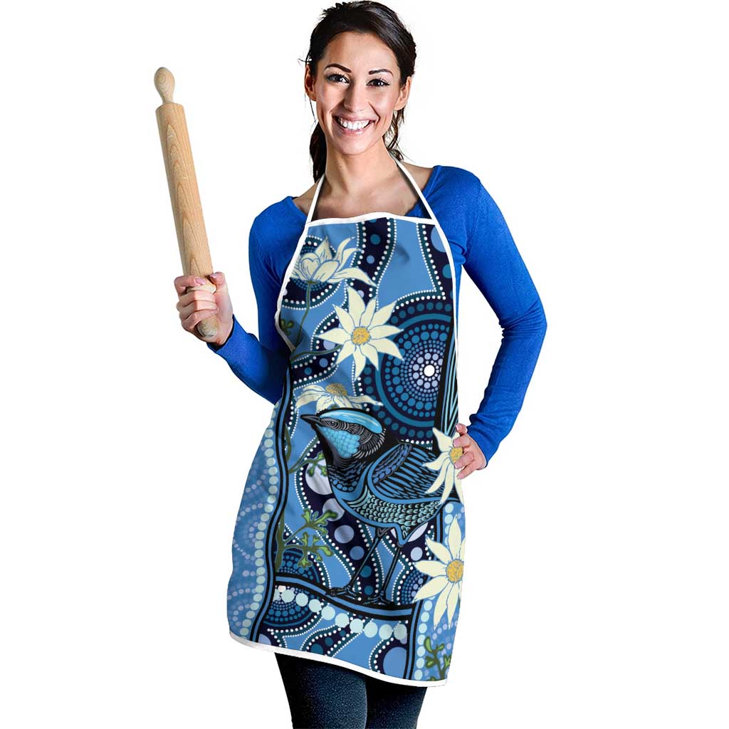 Australia Flannel Flower With Superb Fairy-wren Apron Aboriginal Art - Aussie Hoodie