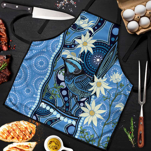 Australia Flannel Flower With Superb Fairy-wren Apron Aboriginal Art - Aussie Hoodie