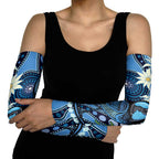 Australia Flannel Flower With Superb Fairy-wren Arm Sleeves Aboriginal Art - Aussie Hoodie