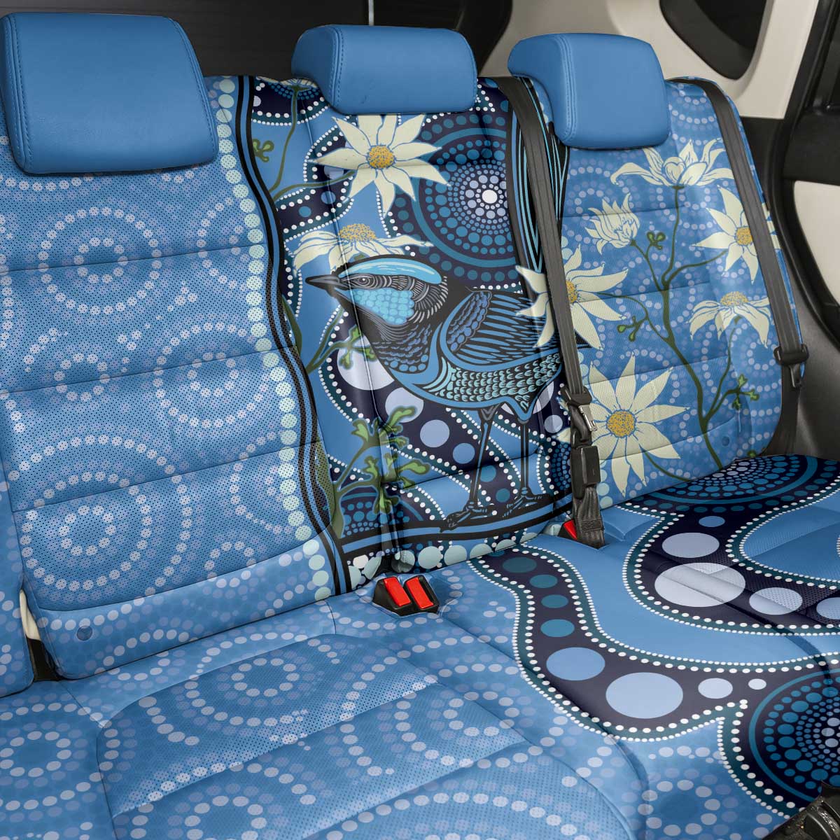 Australia Flannel Flower With Superb Fairy-wren Back Car Seat Cover Aboriginal Art
