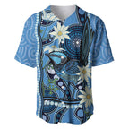 Australia Flannel Flower With Superb Fairy-wren Baseball Jersey Aboriginal Art