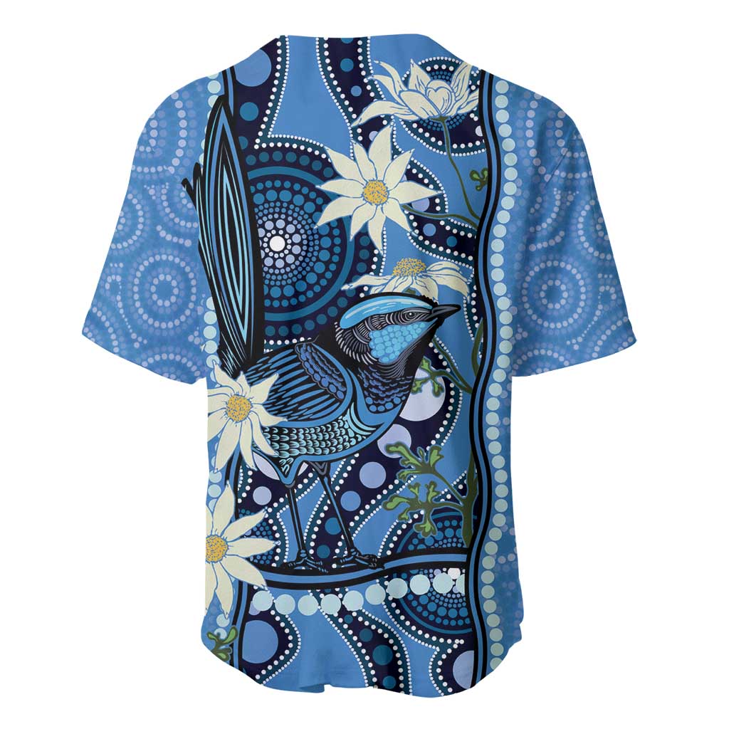 Australia Flannel Flower With Superb Fairy-wren Baseball Jersey Aboriginal Art
