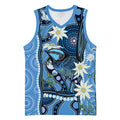 Australia Flannel Flower With Superb Fairy-wren Basketball Jersey Aboriginal Art - Aussie Hoodie