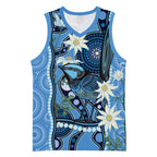 Australia Flannel Flower With Superb Fairy-wren Basketball Jersey Aboriginal Art - Aussie Hoodie