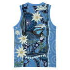 Australia Flannel Flower With Superb Fairy-wren Basketball Jersey Aboriginal Art - Aussie Hoodie