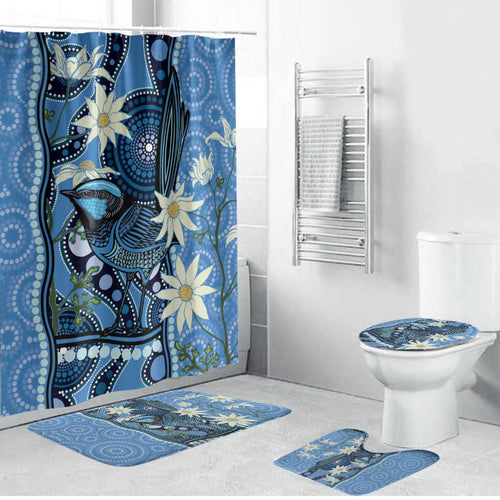 Australia Flannel Flower With Superb Fairy-wren Bathroom Set Aboriginal Art - Aussie Hoodie