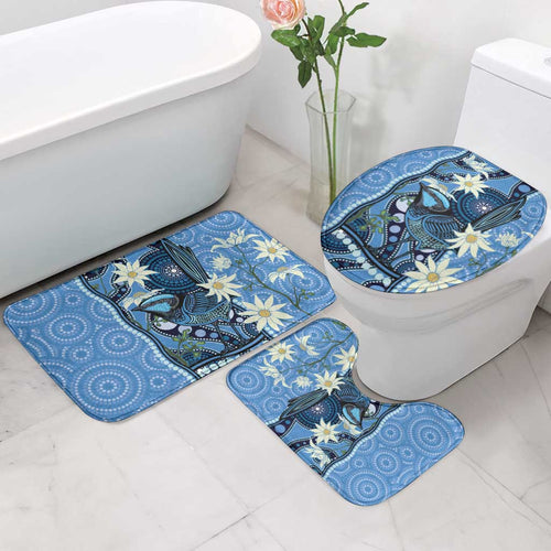 Australia Flannel Flower With Superb Fairy-wren Bathroom Set Aboriginal Art - Aussie Hoodie
