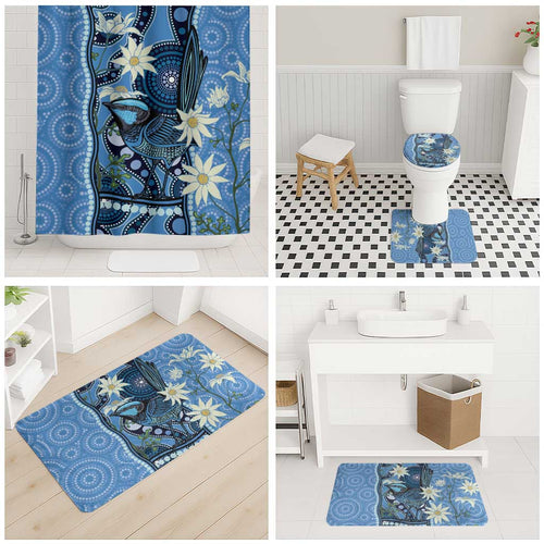 Australia Flannel Flower With Superb Fairy-wren Bathroom Set Aboriginal Art - Aussie Hoodie