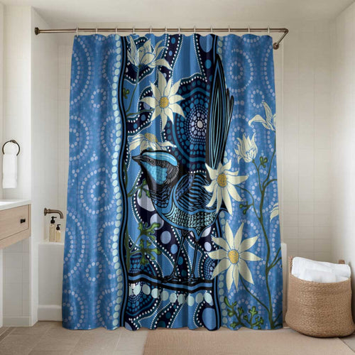 Australia Flannel Flower With Superb Fairy-wren Bathroom Set Aboriginal Art - Aussie Hoodie