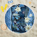 Australia Flannel Flower With Superb Fairy-wren Beach Blanket Aboriginal Art