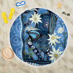 Australia Flannel Flower With Superb Fairy-wren Beach Blanket Aboriginal Art