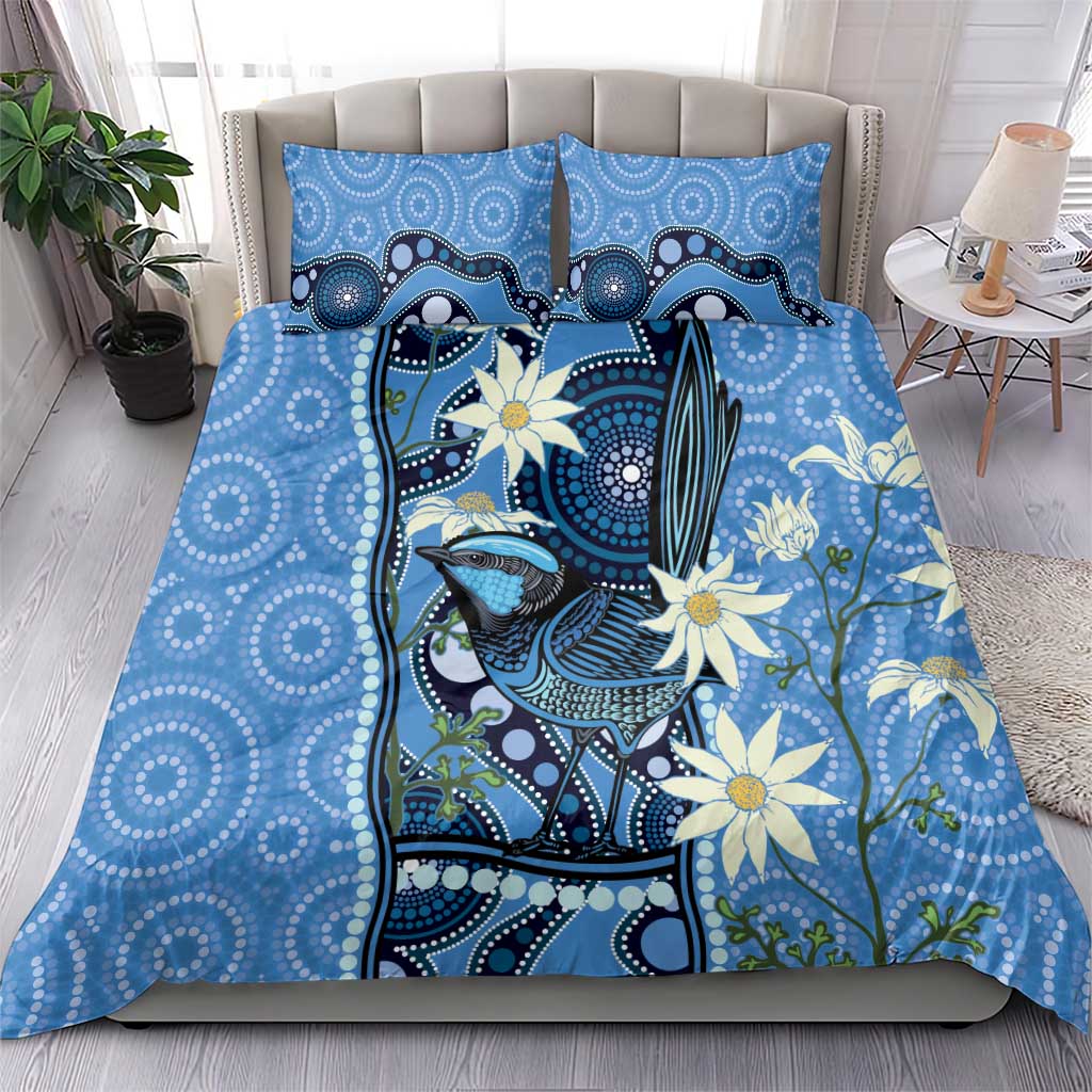 Australia Flannel Flower With Superb Fairy-wren Bedding Set Aboriginal Art