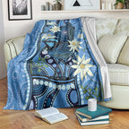 Australia Flannel Flower With Superb Fairy-wren Blanket Aboriginal Art