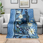 Australia Flannel Flower With Superb Fairy-wren Blanket Aboriginal Art