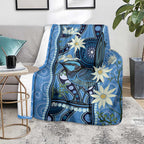 Australia Flannel Flower With Superb Fairy-wren Blanket Aboriginal Art