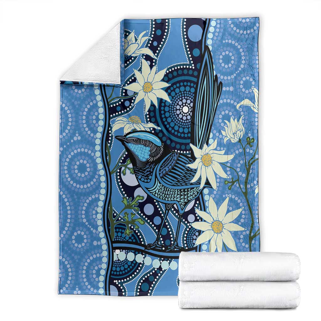 Australia Flannel Flower With Superb Fairy-wren Blanket Aboriginal Art