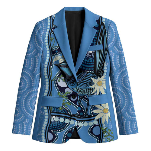 Australia Flannel Flower With Superb Fairy-wren Blazer Aboriginal Art - Aussie Hoodie