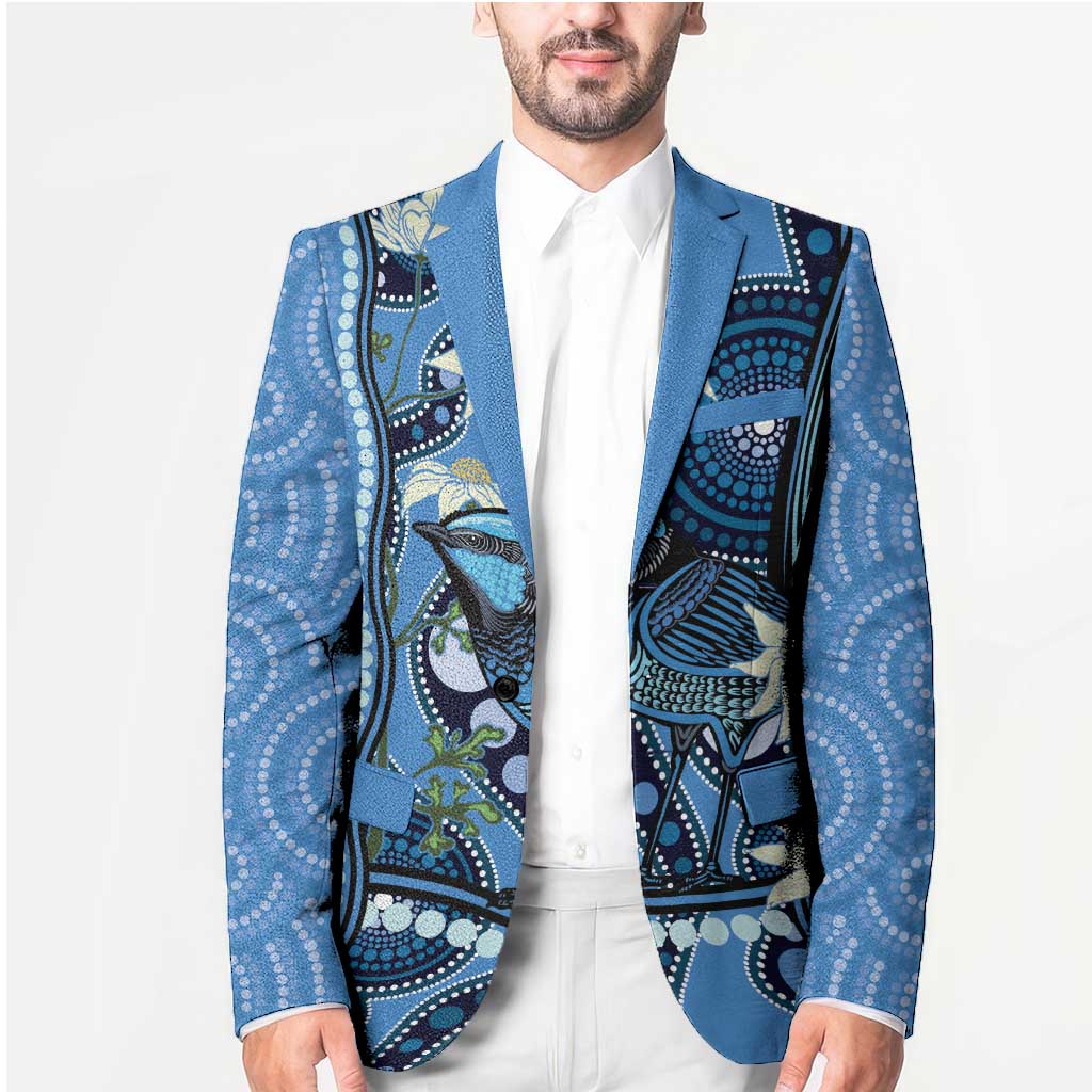 Australia Flannel Flower With Superb Fairy-wren Blazer Aboriginal Art - Aussie Hoodie