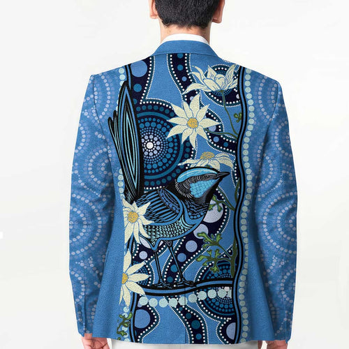 Australia Flannel Flower With Superb Fairy-wren Blazer Aboriginal Art - Aussie Hoodie