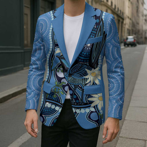 Australia Flannel Flower With Superb Fairy-wren Blazer Aboriginal Art - Aussie Hoodie