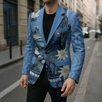 Australia Flannel Flower With Superb Fairy-wren Blazer Aboriginal Art - Aussie Hoodie