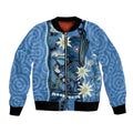 Australia Flannel Flower With Superb Fairy-wren Bomber Jacket Aboriginal Art