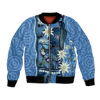 Australia Flannel Flower With Superb Fairy-wren Bomber Jacket Aboriginal Art